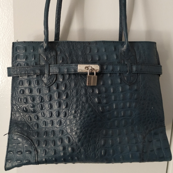 borse in pelle Handbags - Genuine Leather Navy Blue Purse